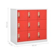 Armoires à casiers 5 pcs Gris clair et rouge 90x45x92,5cm Acier