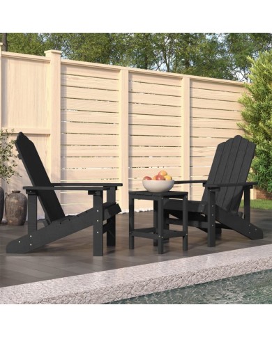 Chaises de jardin Adirondack avec table PEHD Anthracite
