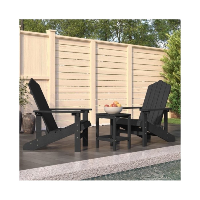 Chaises de jardin Adirondack avec table PEHD Anthracite