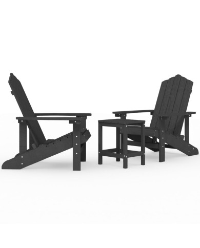 Chaises de jardin Adirondack avec table PEHD Anthracite