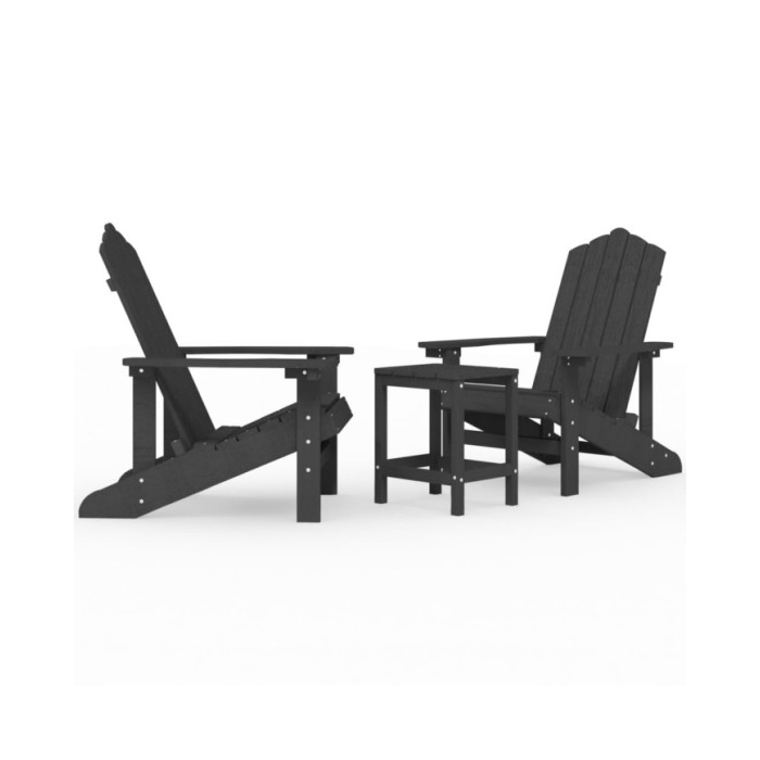 Chaises de jardin Adirondack avec table PEHD Anthracite