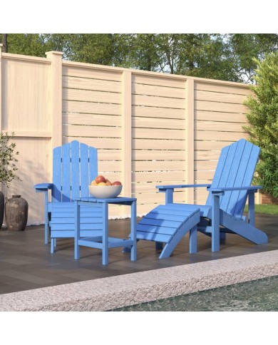 Chaises de jardin Adirondack repose-pied table PEHD Bleu aqua