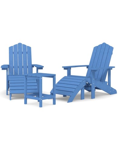 Chaises de jardin Adirondack repose-pied table PEHD Bleu aqua
