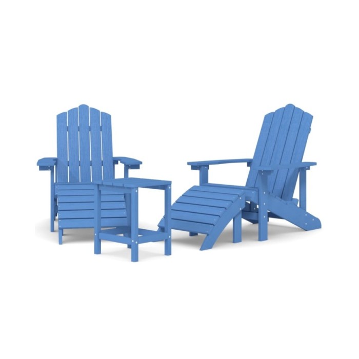 Chaises de jardin Adirondack repose-pied table PEHD Bleu aqua