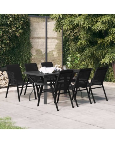 Ensemble de salle à manger de jardin 7 pcs Noir
