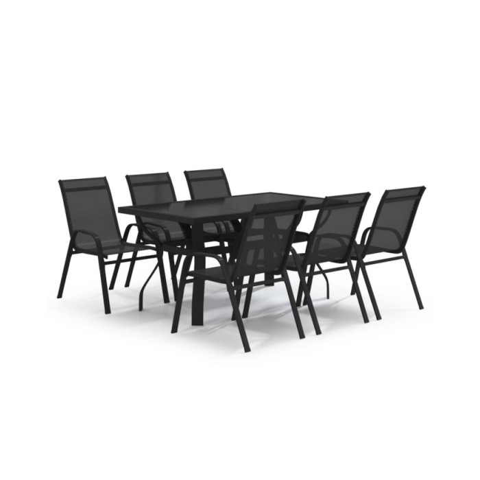 Ensemble de salle à manger de jardin 7 pcs Noir