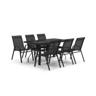 Ensemble de salle à manger de jardin 7 pcs Noir