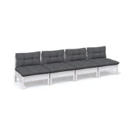 Canapé 4 places de jardin avec coussins anthracite Bois de pin