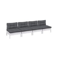 Canapé 4 places de jardin avec coussins anthracite Bois de pin