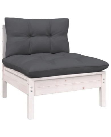 Canapé 4 places de jardin avec coussins anthracite Bois de pin