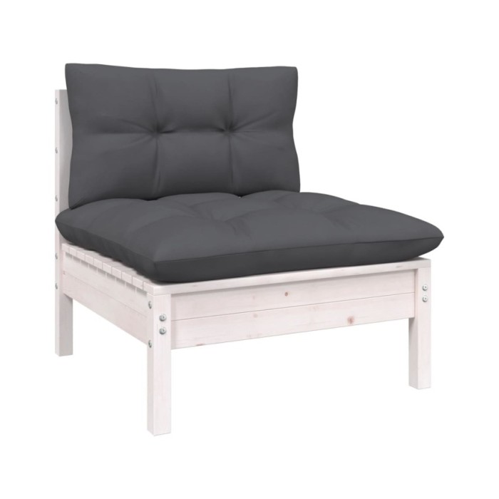 Canapé 4 places de jardin avec coussins anthracite Bois de pin