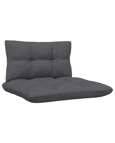 Canapé 4 places de jardin avec coussins anthracite Bois de pin