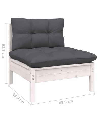 Canapé 4 places de jardin avec coussins anthracite Bois de pin