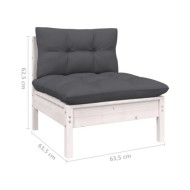 Canapé 4 places de jardin avec coussins anthracite Bois de pin