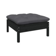 Salon de jardin 4 pcs avec coussins Noir Bois de pin