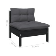 Salon de jardin 4 pcs avec coussins Noir Bois de pin