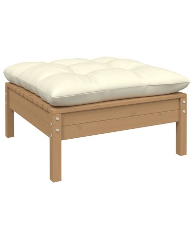 Salon de jardin 6 pcs avec coussins Marron miel Bois de pin