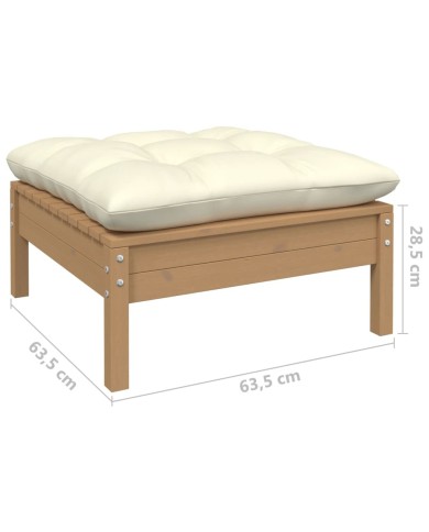 Salon de jardin 6 pcs avec coussins Marron miel Bois de pin