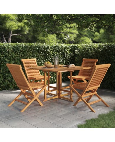 Ensemble à dîner d'extérieur pliable 5 pcs Bois solide de teck
