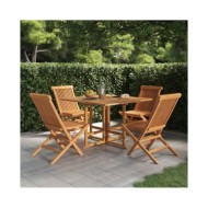 Ensemble à dîner d'extérieur pliable 5 pcs Bois solide de teck