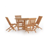 Ensemble à dîner d'extérieur pliable 5 pcs Bois solide de teck