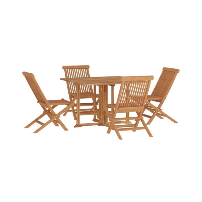 Ensemble à dîner d'extérieur pliable 5 pcs Bois solide de teck