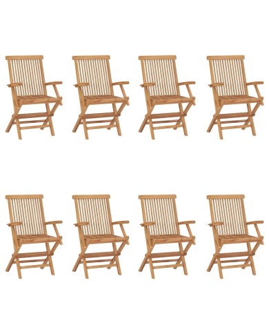 Chaises pliables de jardin 8 pcs Bois de teck solide