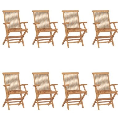 Chaises pliables de jardin 8 pcs Bois de teck solide