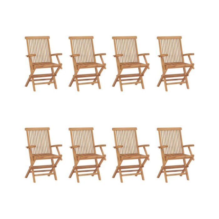 Chaises pliables de jardin 8 pcs Bois de teck solide