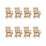 Chaises pliables de jardin 8 pcs Bois de teck solide