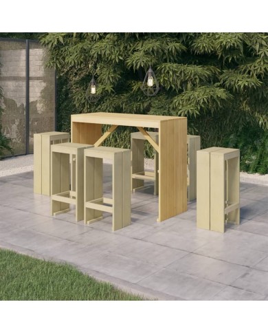 Meubles de bar de jardin 7 pcs Bois de pin imprégné