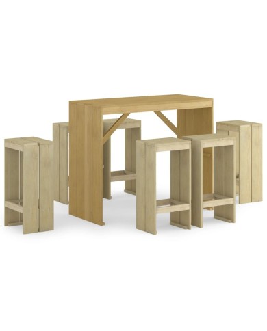 Meubles de bar de jardin 7 pcs Bois de pin imprégné