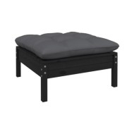 Salon de jardin 7 pcs avec coussins Noir Bois de pin