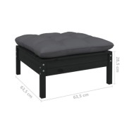 Salon de jardin 7 pcs avec coussins Noir Bois de pin