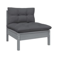 Salon de jardin 13 pcs avec coussins Gris Bois de pin