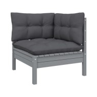 Salon de jardin 13 pcs avec coussins Gris Bois de pin