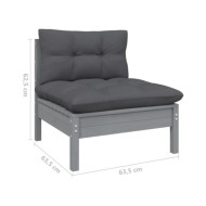 Salon de jardin 13 pcs avec coussins Gris Bois de pin