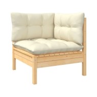 Salon de jardin 6 pcs avec coussins crème Bois de pin