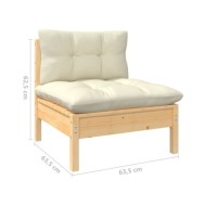 Salon de jardin 6 pcs avec coussins crème Bois de pin