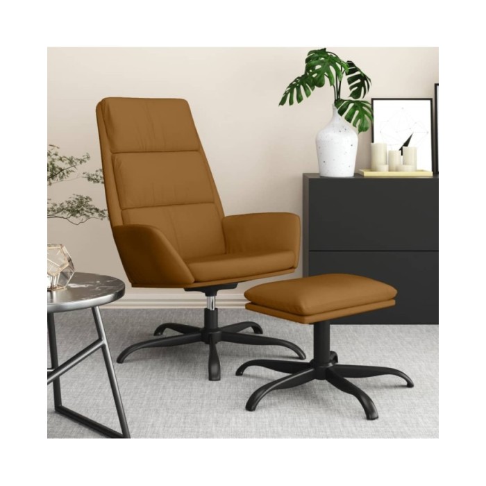 Chaise de relaxation avec repose-pied Marron Velours