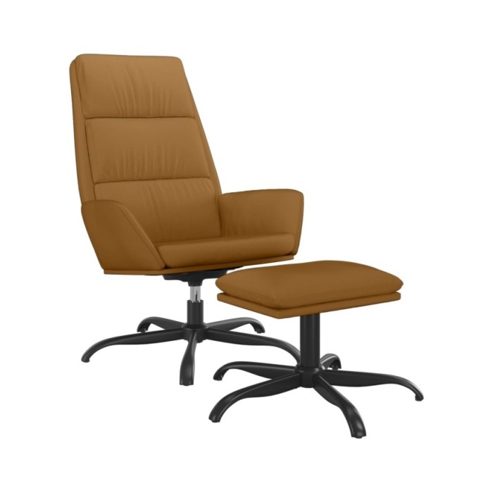 Chaise de relaxation avec repose-pied Marron Velours