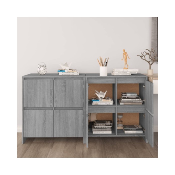 Buffets 2 pcs Sonoma gris 70x41x75 cm Aggloméré