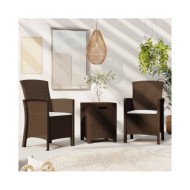 Salon de jardin 3 pcs avec coussins Rotin PP Marron