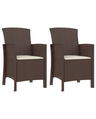 Salon de jardin 3 pcs avec coussins Rotin PP Marron