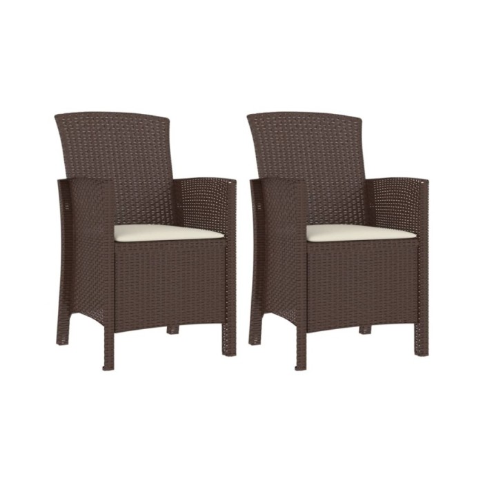 Salon de jardin 3 pcs avec coussins Rotin PP Marron