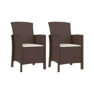 Salon de jardin 3 pcs avec coussins Rotin PP Marron