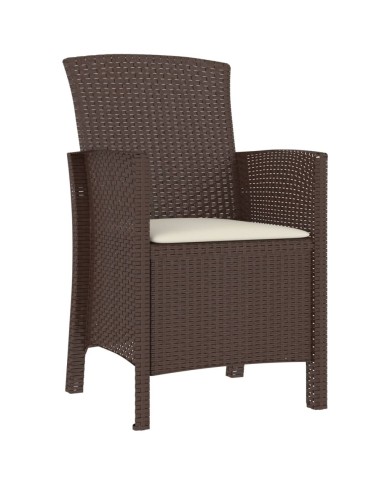 Salon de jardin 3 pcs avec coussins Rotin PP Marron