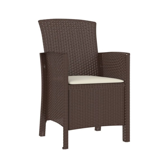 Salon de jardin 3 pcs avec coussins Rotin PP Marron