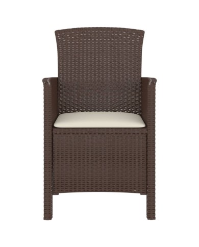 Salon de jardin 3 pcs avec coussins Rotin PP Marron