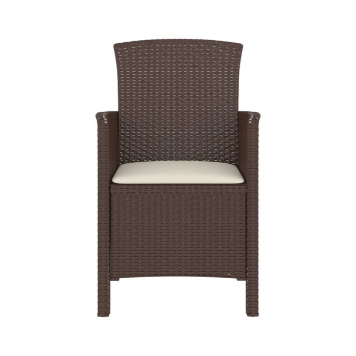 Salon de jardin 3 pcs avec coussins Rotin PP Marron